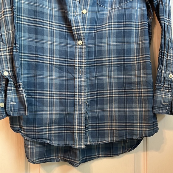 🟢 Lauren Ralph Lauren Blue White Plaid Button Down Shirt S - Picture 3 of 7